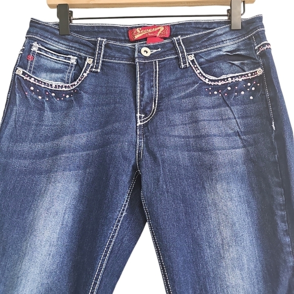 SEVEN7 EMBELLISHED BOOTCUT FLAP POCKET JEANS - Picture 4 of 10